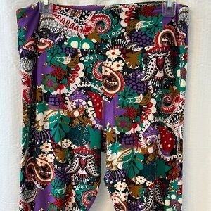 LuLaRoe Paisley Mardi Gras Print Leggings TC